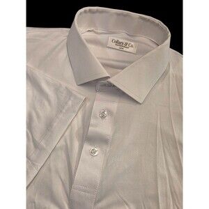 NWOT Collars & Co Large Featherweight Dress Collar Polo Shirt Solid White